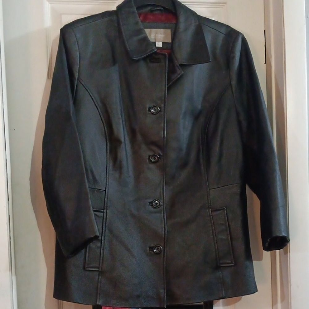 🤠Croft & Barrow Woman Lined  Leather Coat Size 1X Like New